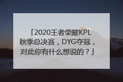2020王者荣耀KPL秋季总决赛，DYG夺冠，对此你有什么想说的？